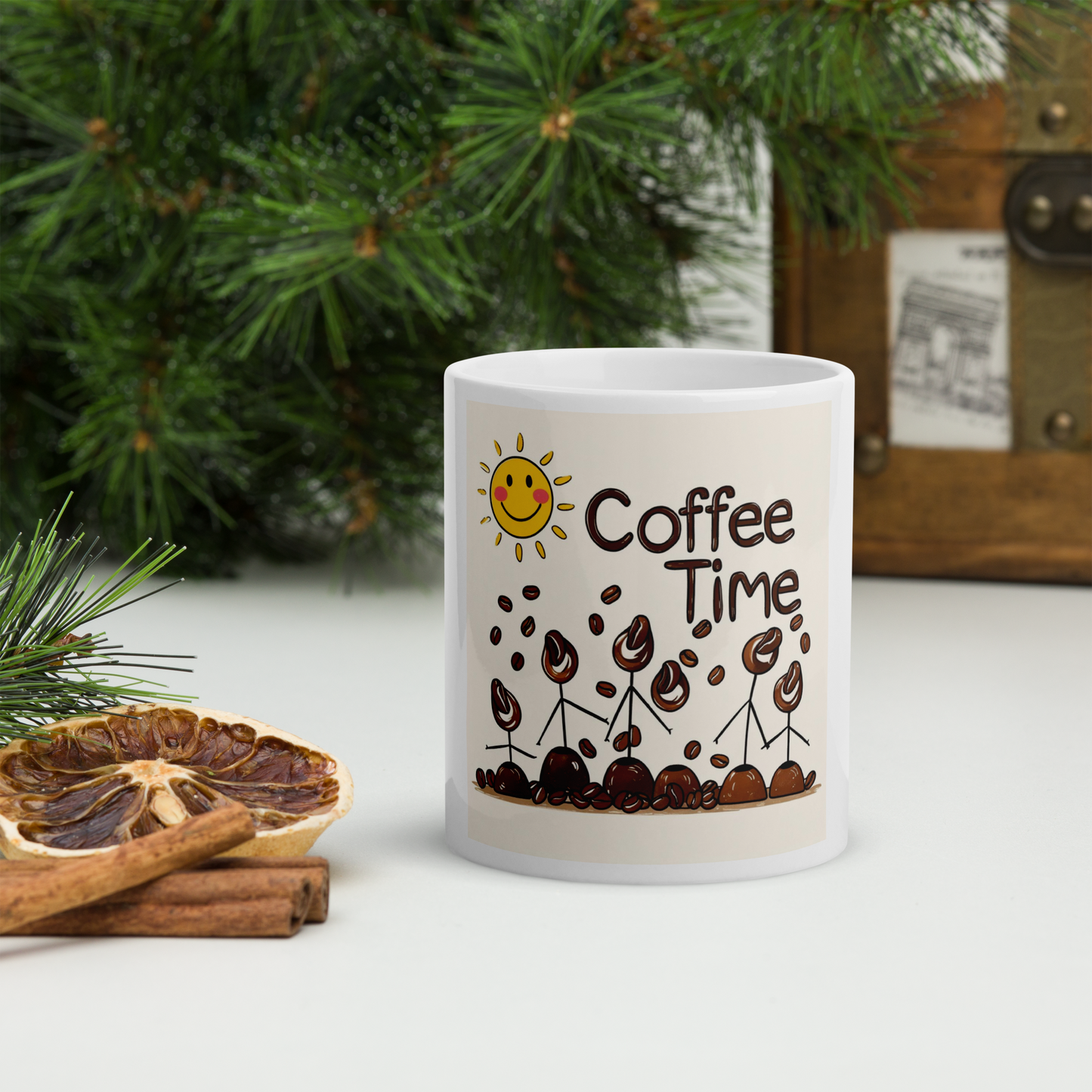 White glossy mug, Coffee Time